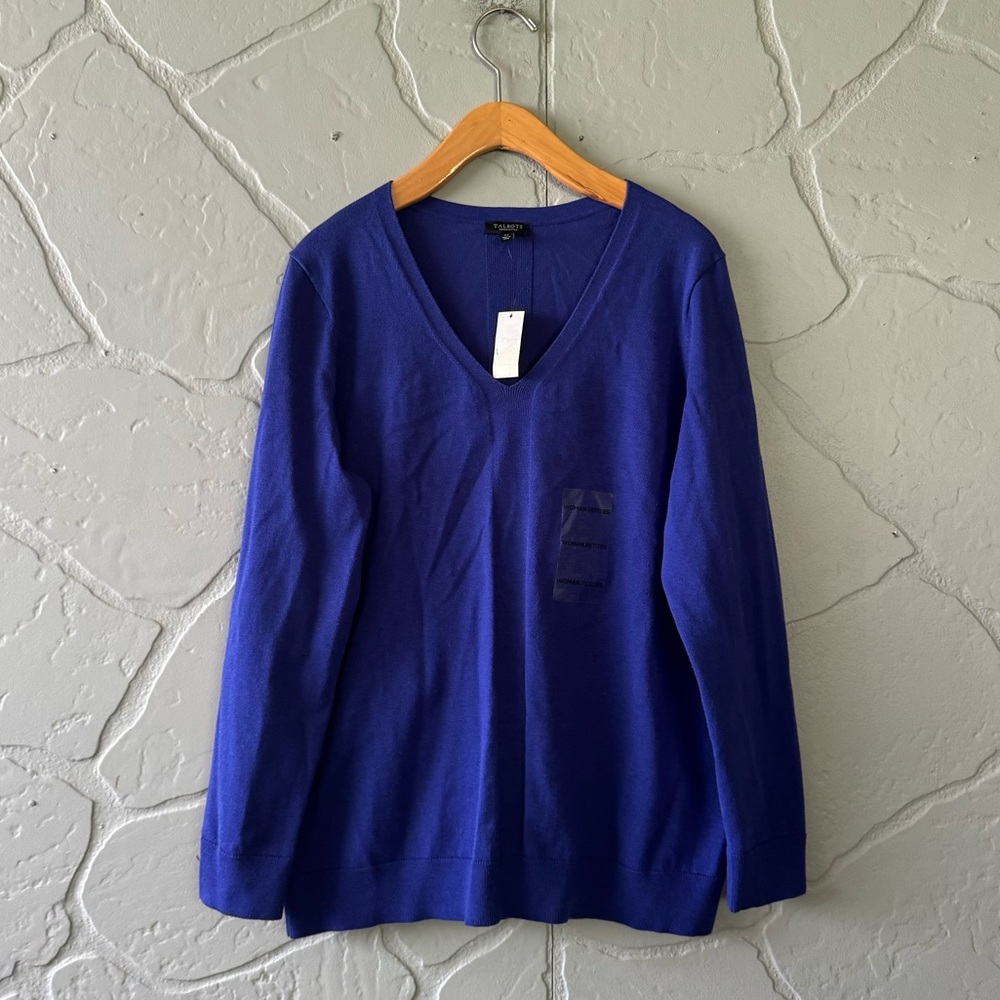 🌟 NWT Talbots V-Neck Sweater – Cobalt Blue Petite XP